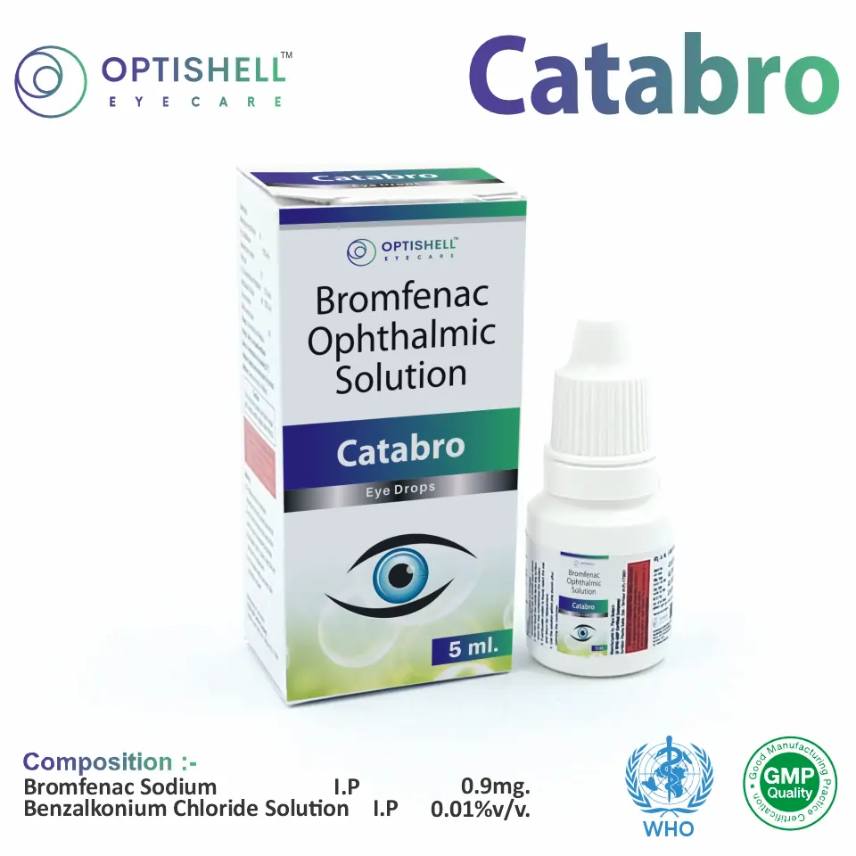 Bromfenac 0.9mg Eye Drops at Best Price in PCD Pharma Franchise for Nonsteroidal Anti-Inflammatory and Eye Pain, Inflammation Relief.